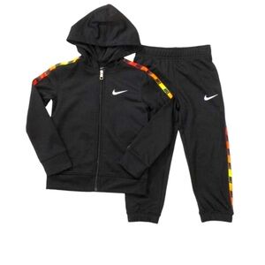 *NWT* Nike Little Boy's 2-Piece Dri-FIT Logo Tape Black Hoodie & Pants Set